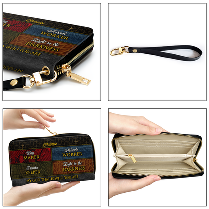 Jesuspirit | Personalized Leather Clutch Purse With Wristlet Strap Handle | Spiritual Gifts For Christian Women | Way Maker CPM727