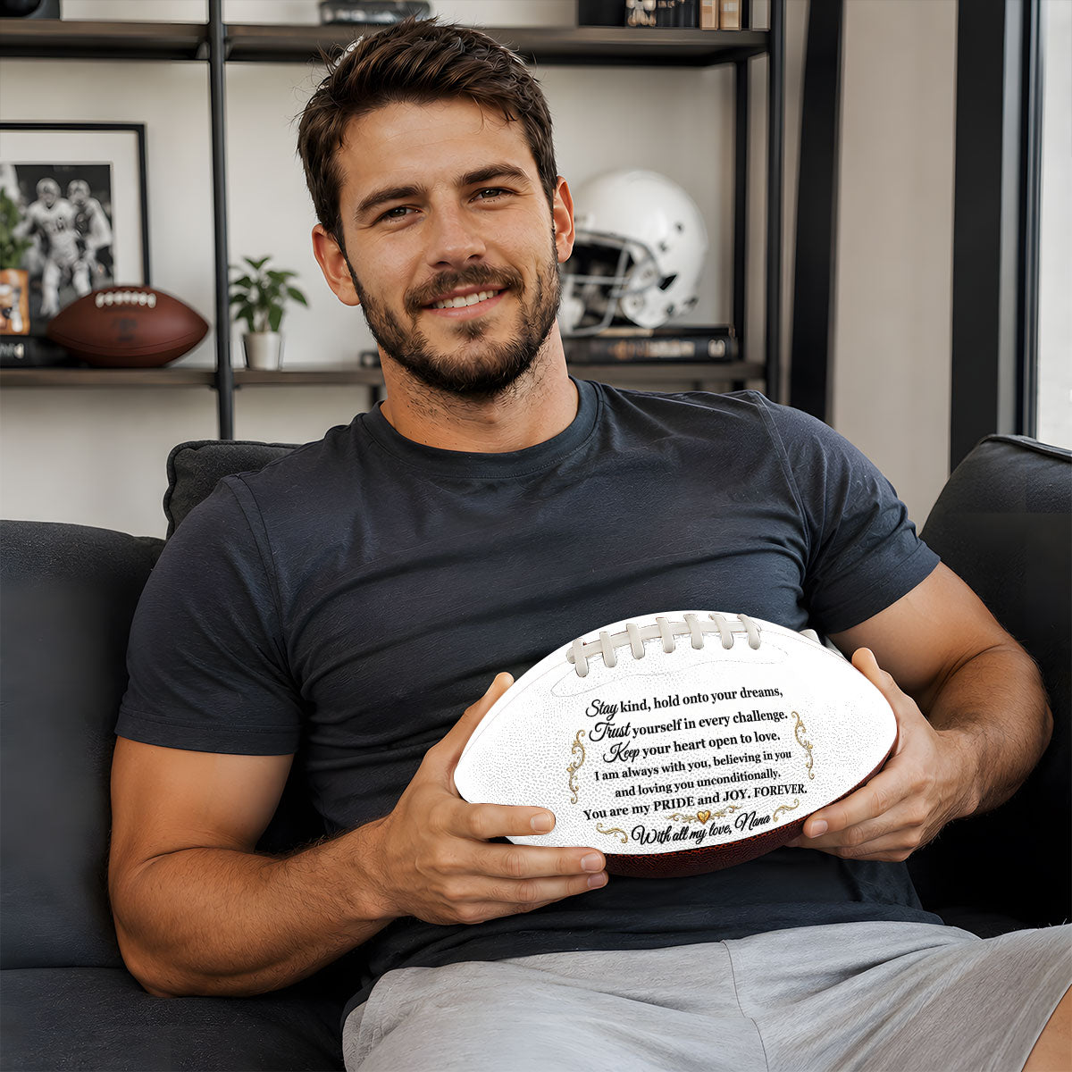 To My Grandson Never Forget I Love You | Personalized Football