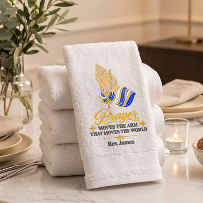 Prayer Moves The Arm That Moves The World | Personalized Embroidered Fingertip Towel