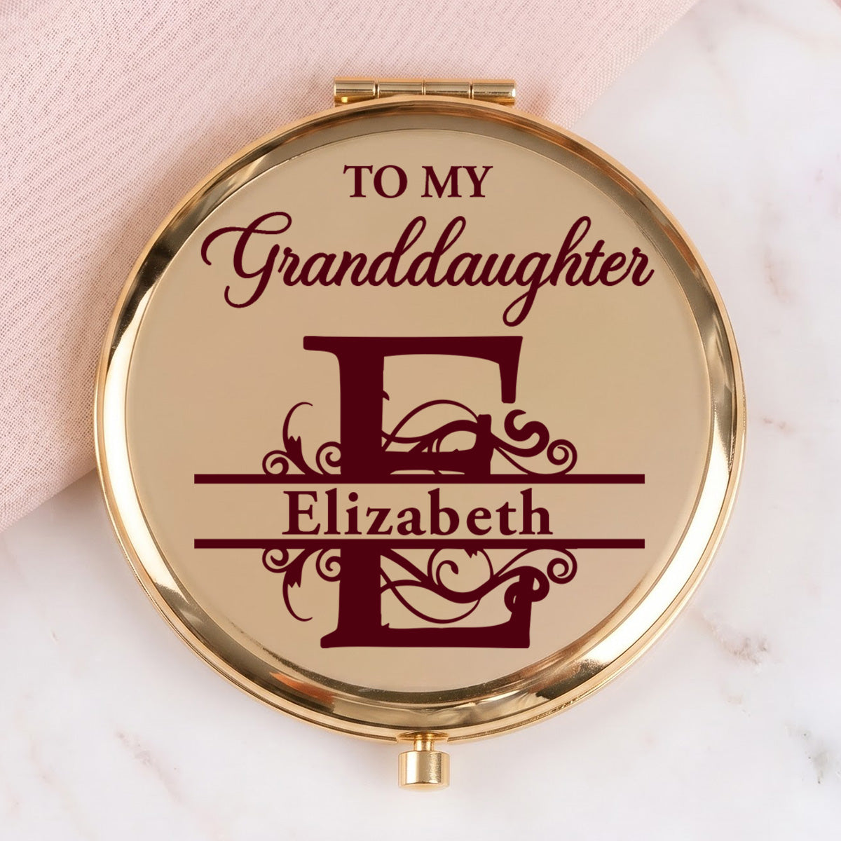 To My Granddaughter Never Forget How Much I Love You | Personalized Circle Metallic Mirror