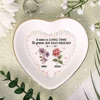 It Takes A Long Time To Grow An Old Friend | Personalized Heart Shaped Jewelry Dish