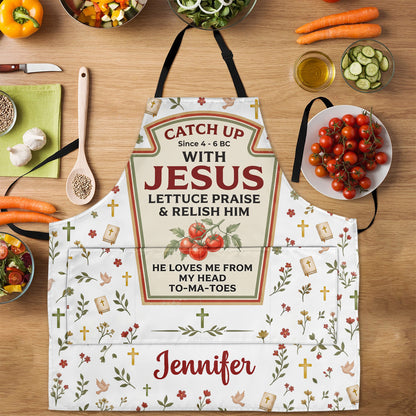 He Loves Me From My Head To My Tomatoes | Personalized Apron With Pocket