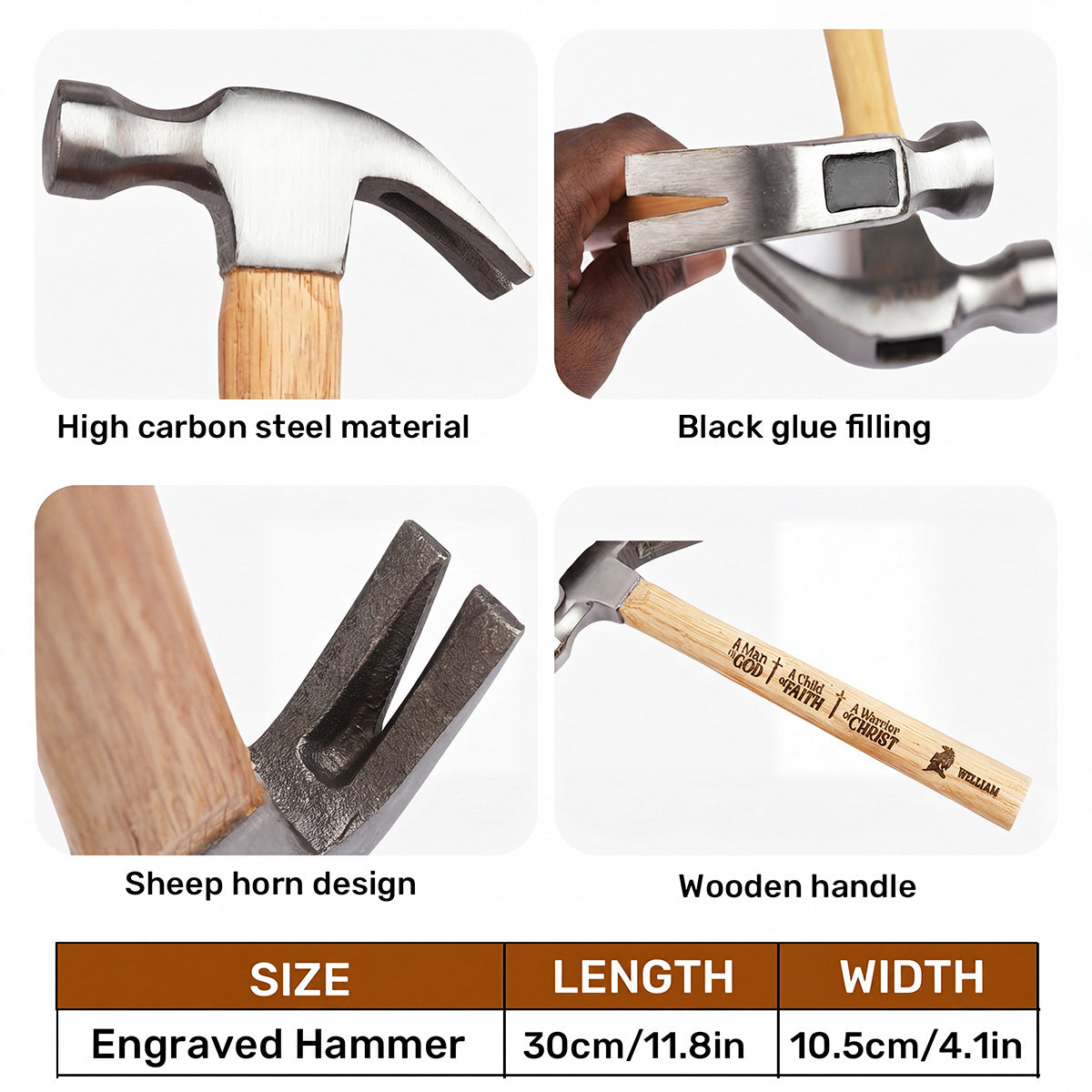 A Man Of God | Personalized Wooden Hammer