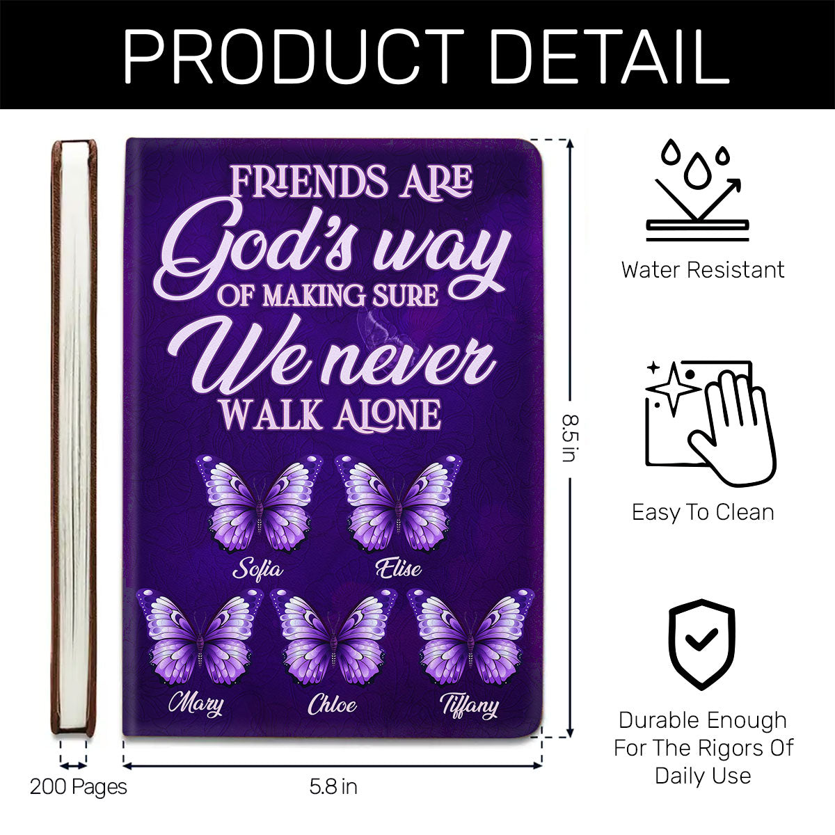 A Friend Is God's Way Of Making Sure We Never Walk Alone | Personalized Leather Cover Notebook