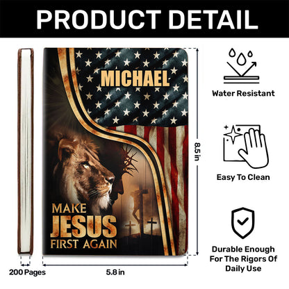 Make Jesus First Again | Personalized Leather Cover Notebook