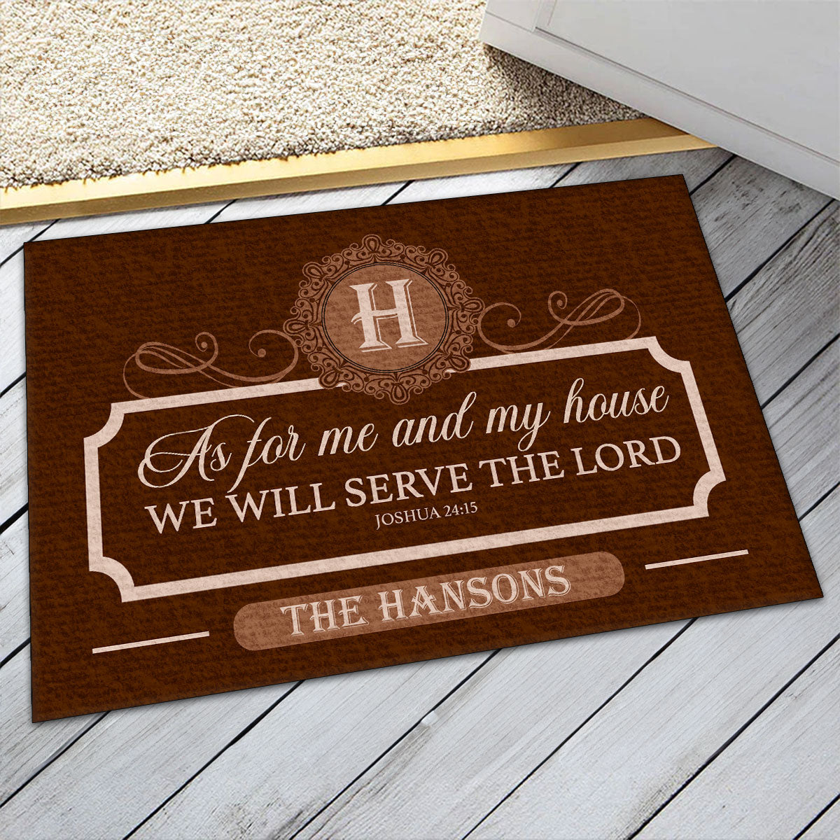 As For Me And My House We Will Serve The Lord | Personalized Doormat JSDMPH1406M