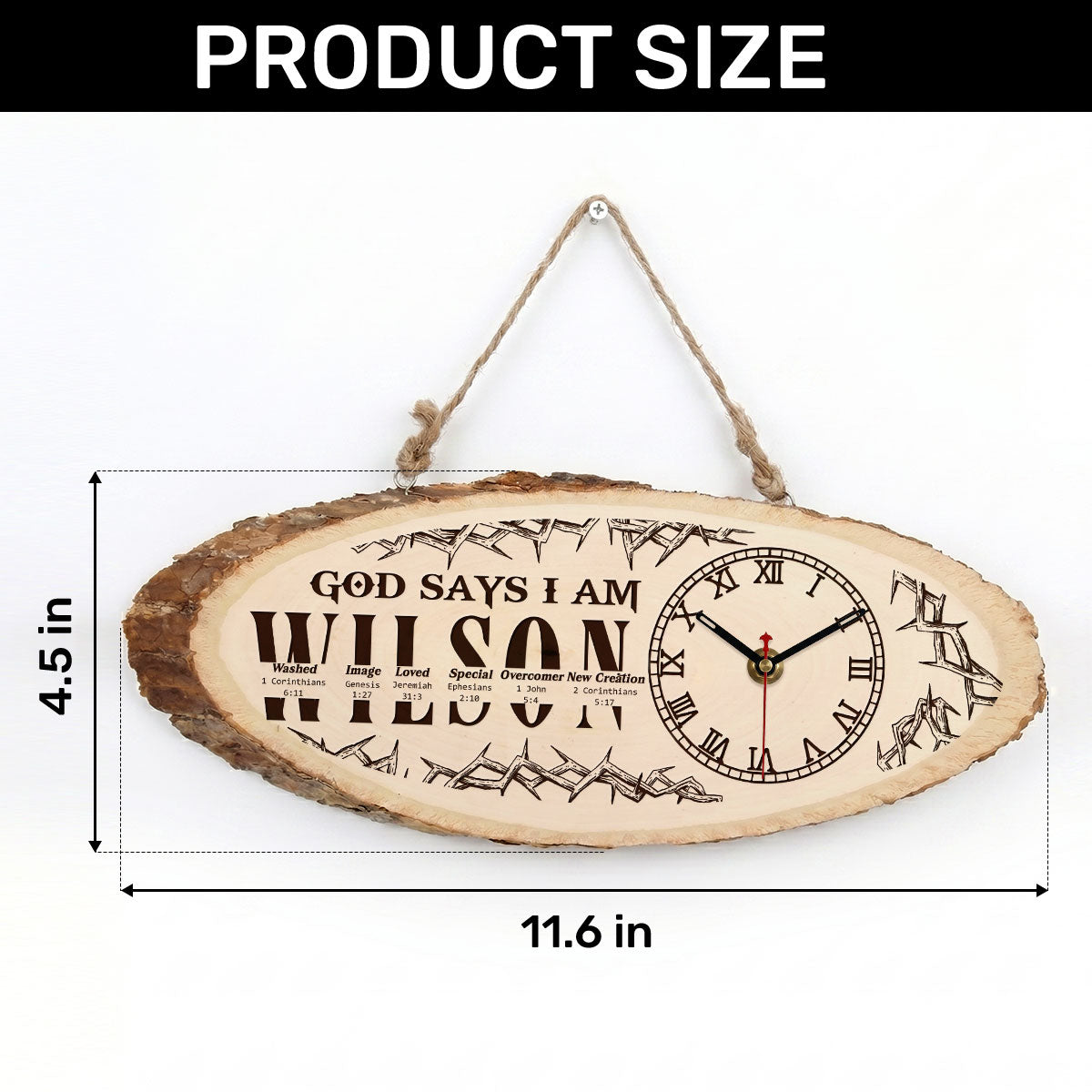 God Says I Am | Personalized Wooden Desk Clock