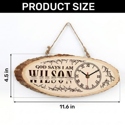 God Says I Am | Personalized Wooden Desk Clock