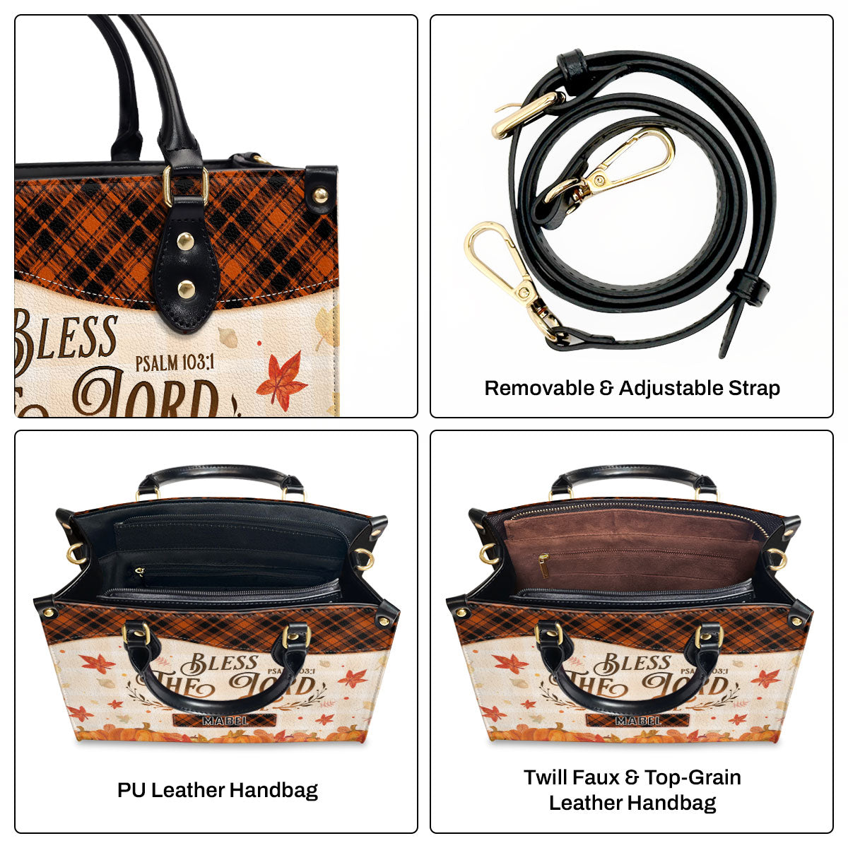 Bless The Lord Oh My Soul | Personalized Leather Handbag JSLHBPPA1371TA
