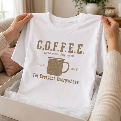 Coffee Christ Offers Forgiveness |  2D Unisex T-shirt