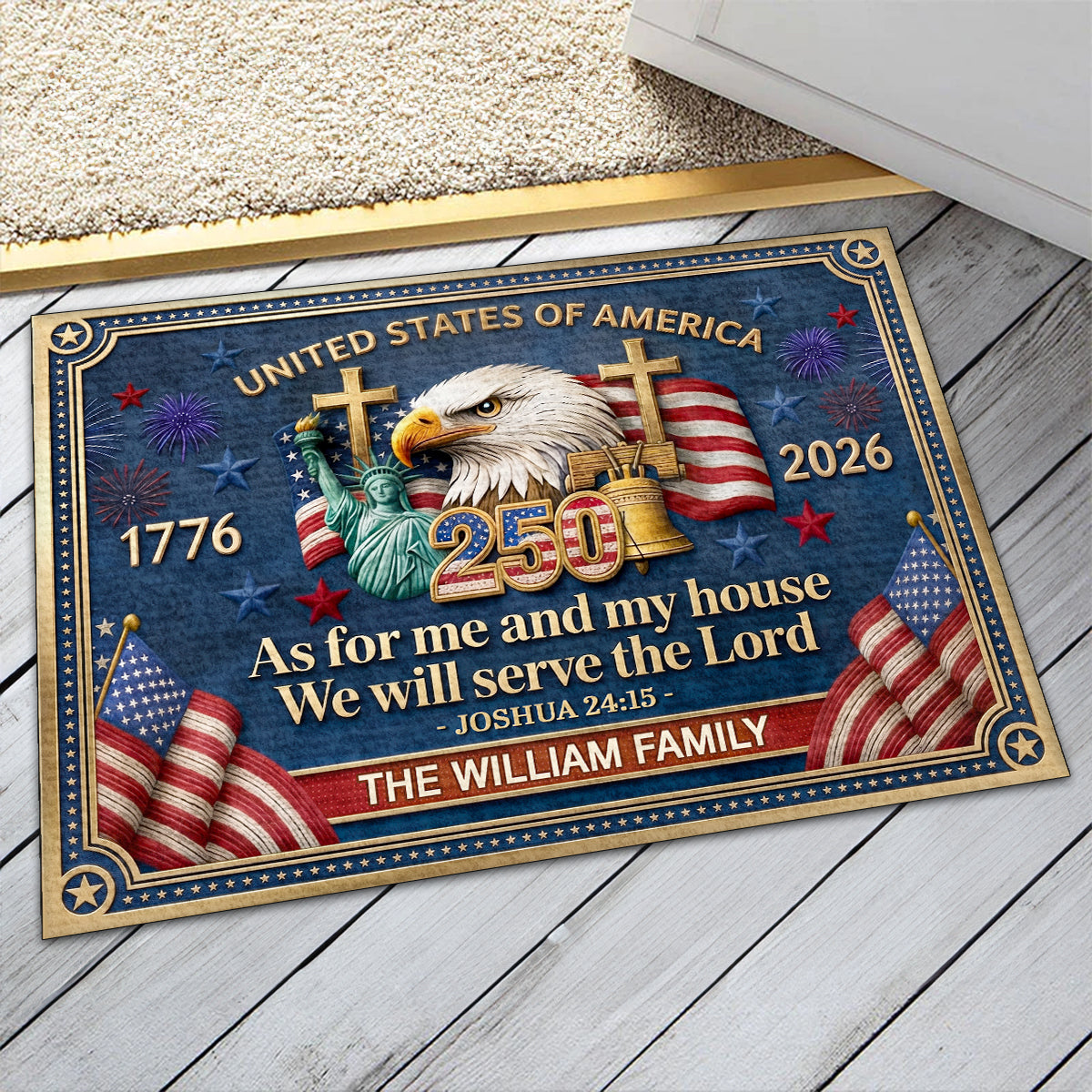 As For Me And My House We Will Serve The Lord | Personalized Doormat