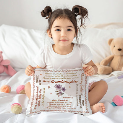 To My Daughter/Granddaughter Birth Month Flowers | Personalized Crystal Velvet Pillow