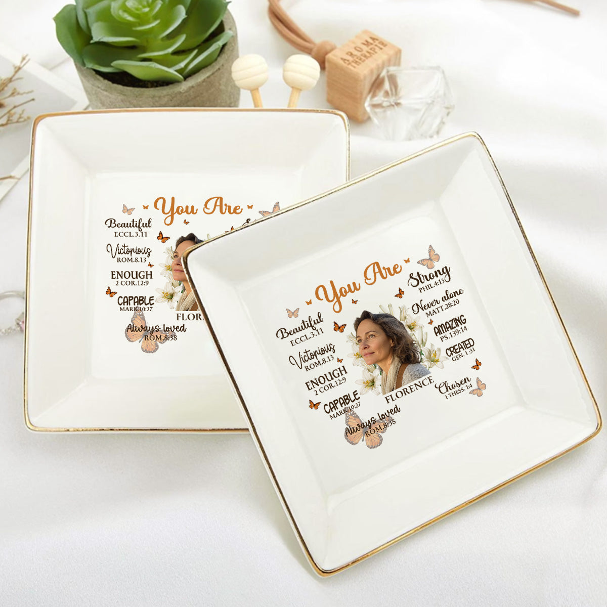 You Are Beautiful Victorious Affirmation | Personalized Jewelry Dish JSJDPPA2832T