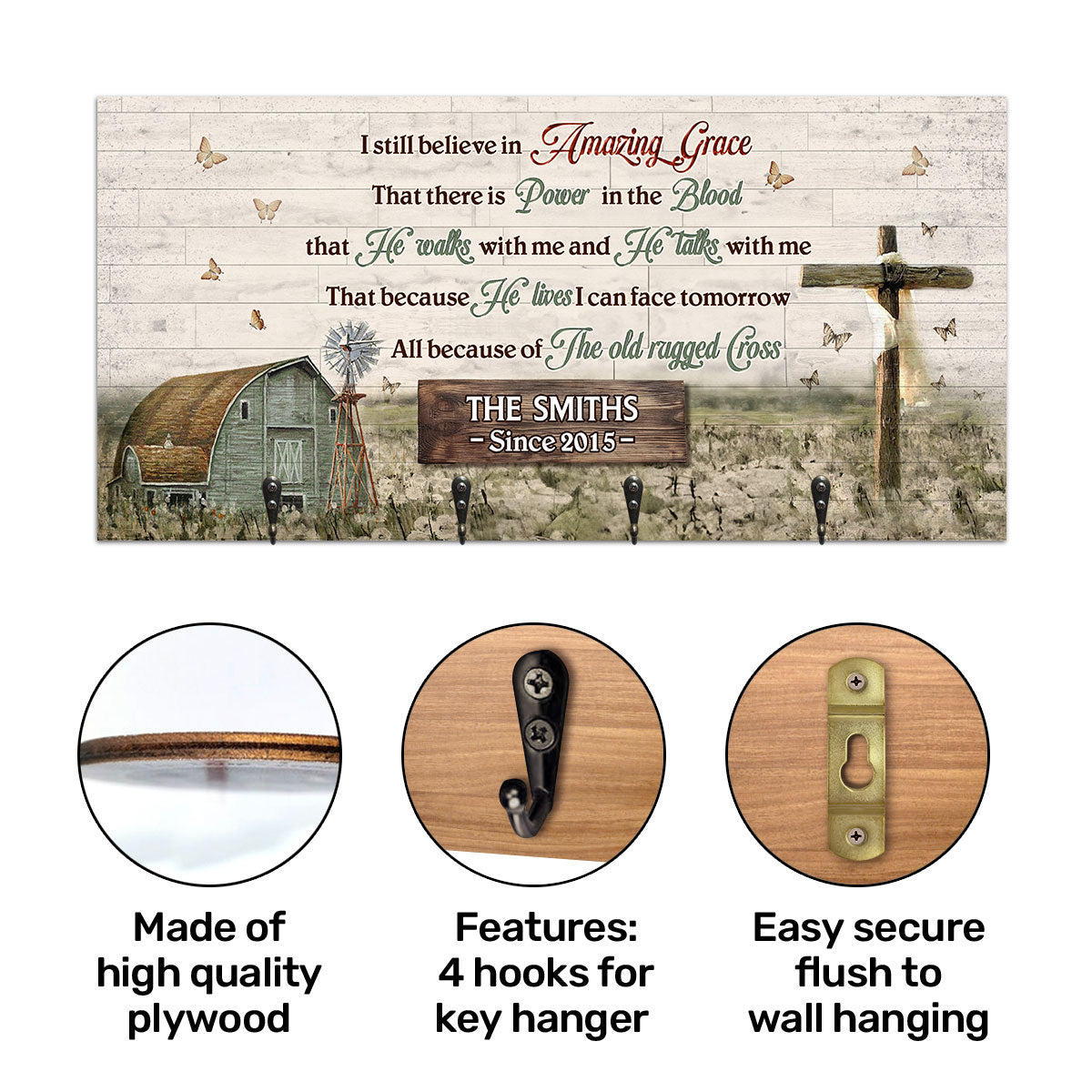 Amazing Grace | Personalized Key Holder JSUWKHCSPHA1722M