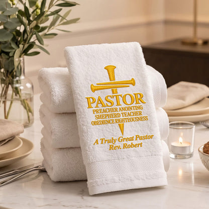 Honoring A Faithful Servant Pastor | Personalized Embroidered Fingertip Towel