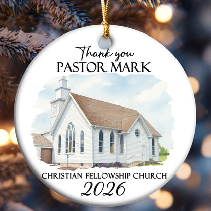 Thank You Pastor | Personalized Round Shaped Ceramic Ornament