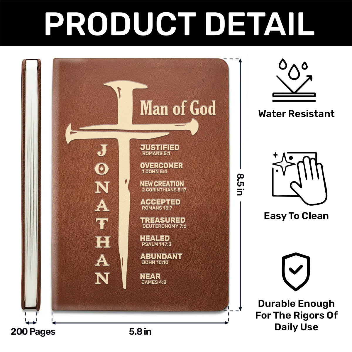 Man Of God/ Woman Of God | Personalized Leather Cover Notebook