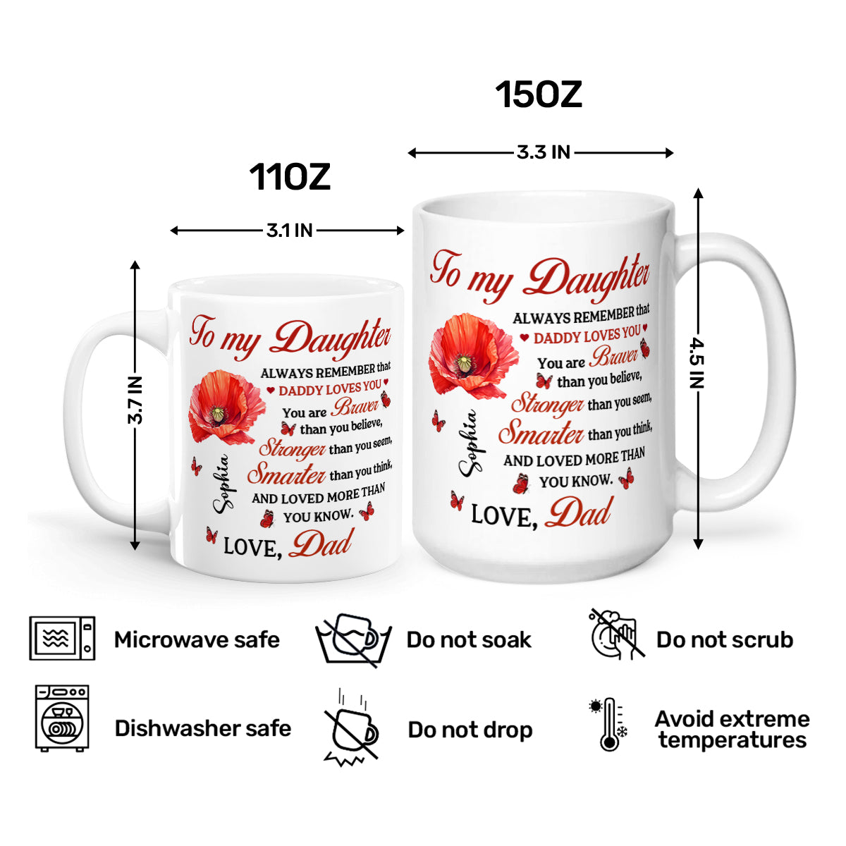 To My Daughter  | Personalized Ceramic Coffee Mug