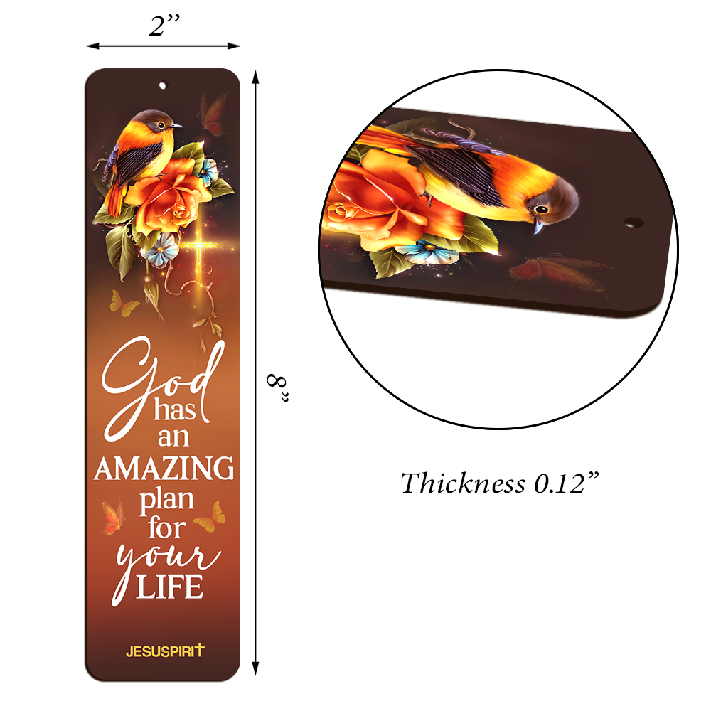 God Has An Amazing Plan For Your Life - Lovely Personalized Sunflower Wooden Bookmarks BM10