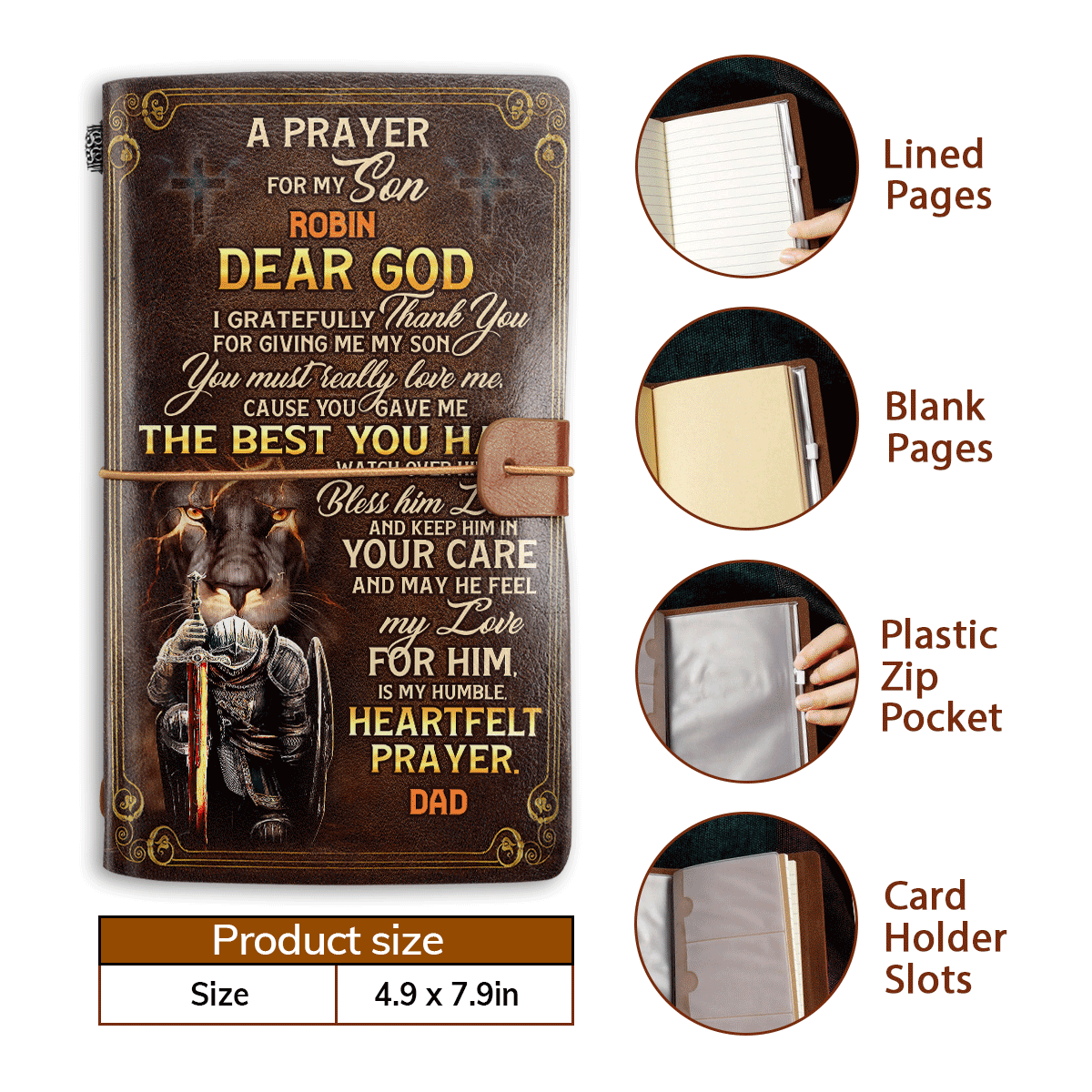 A Prayer For My Son | Personalized Leather Bound Journal JSLBJTM783T