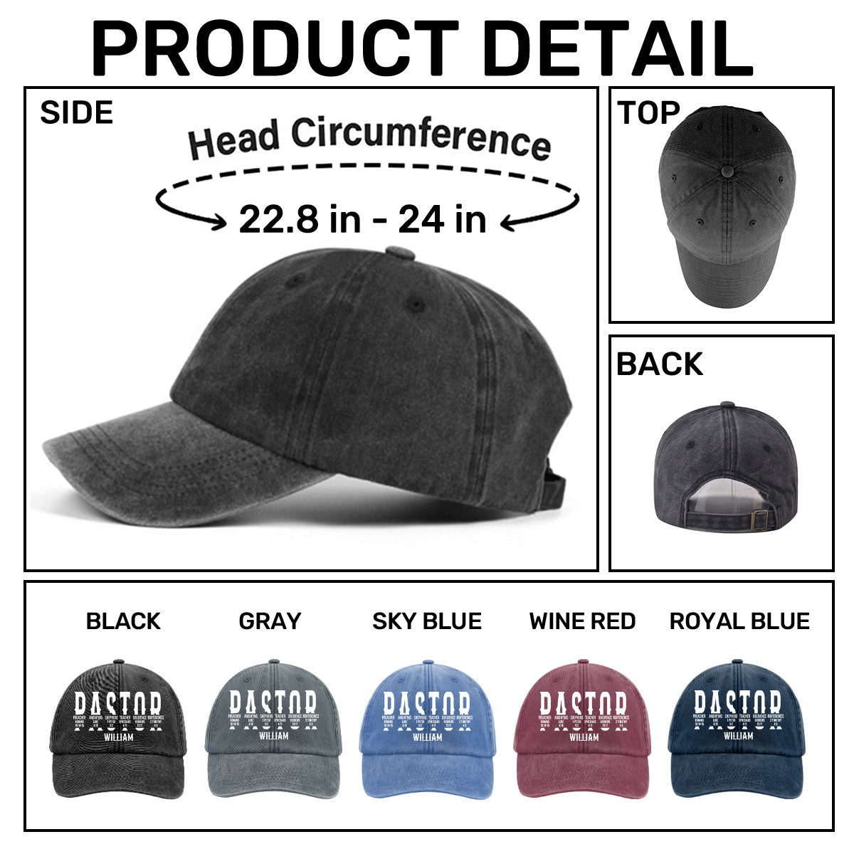 Pastor's Calling | Personalized Vintage Washed Denim Cap