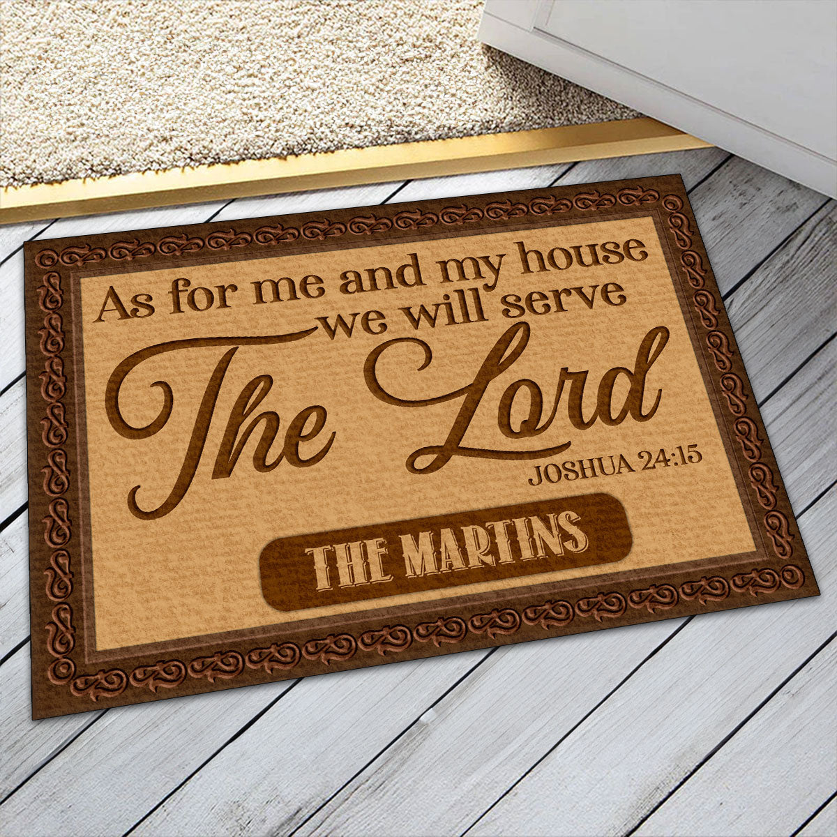 As For Me And My House We Will Serve The Lord | Personalized Doormat JSDMPN1724L