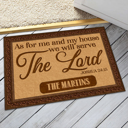 As For Me And My House We Will Serve The Lord | Personalized Doormat JSDMPN1724L