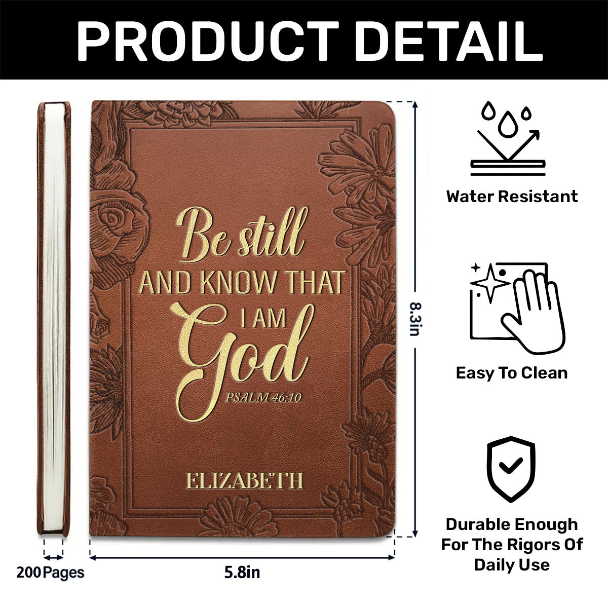 Be Still And Know That I Am God | Personalized Leather Cover Notebook