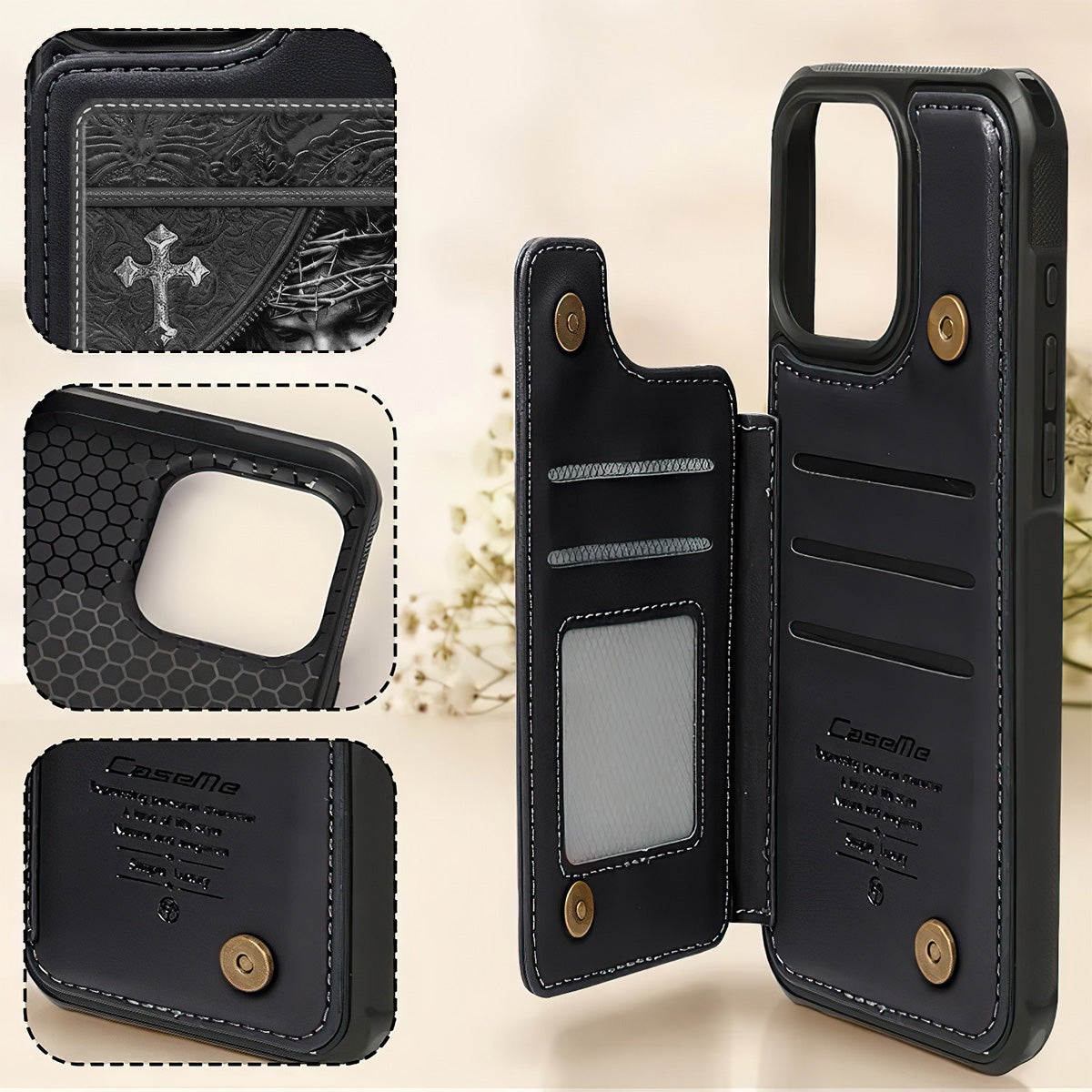 Faith Over Fear | Personalized Leather Flip Wallet Phone Case