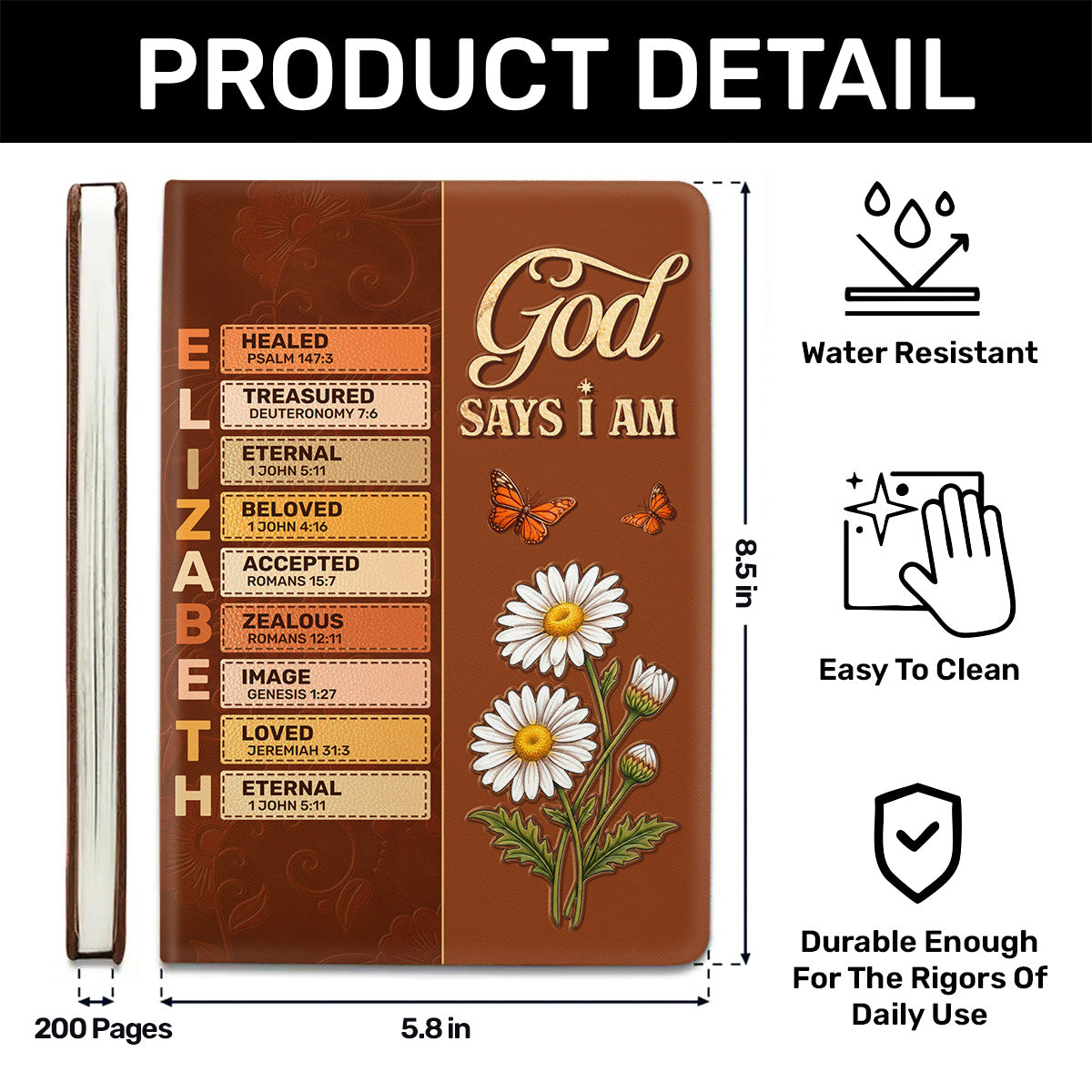 God Says I Am | Personalized Leather Cover Notebook