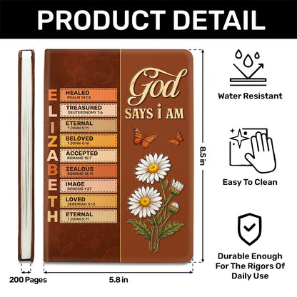 God Says I Am | Personalized Leather Cover Notebook