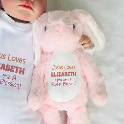 Jesus Loves Me - Personalized Stuffed Bunny