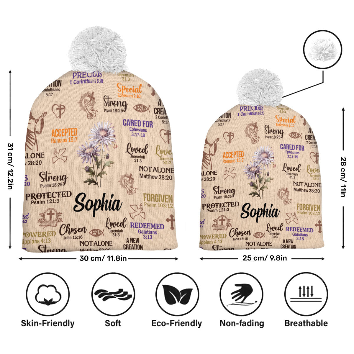 God Says I Am | Personalized Bobble Beanie Hat