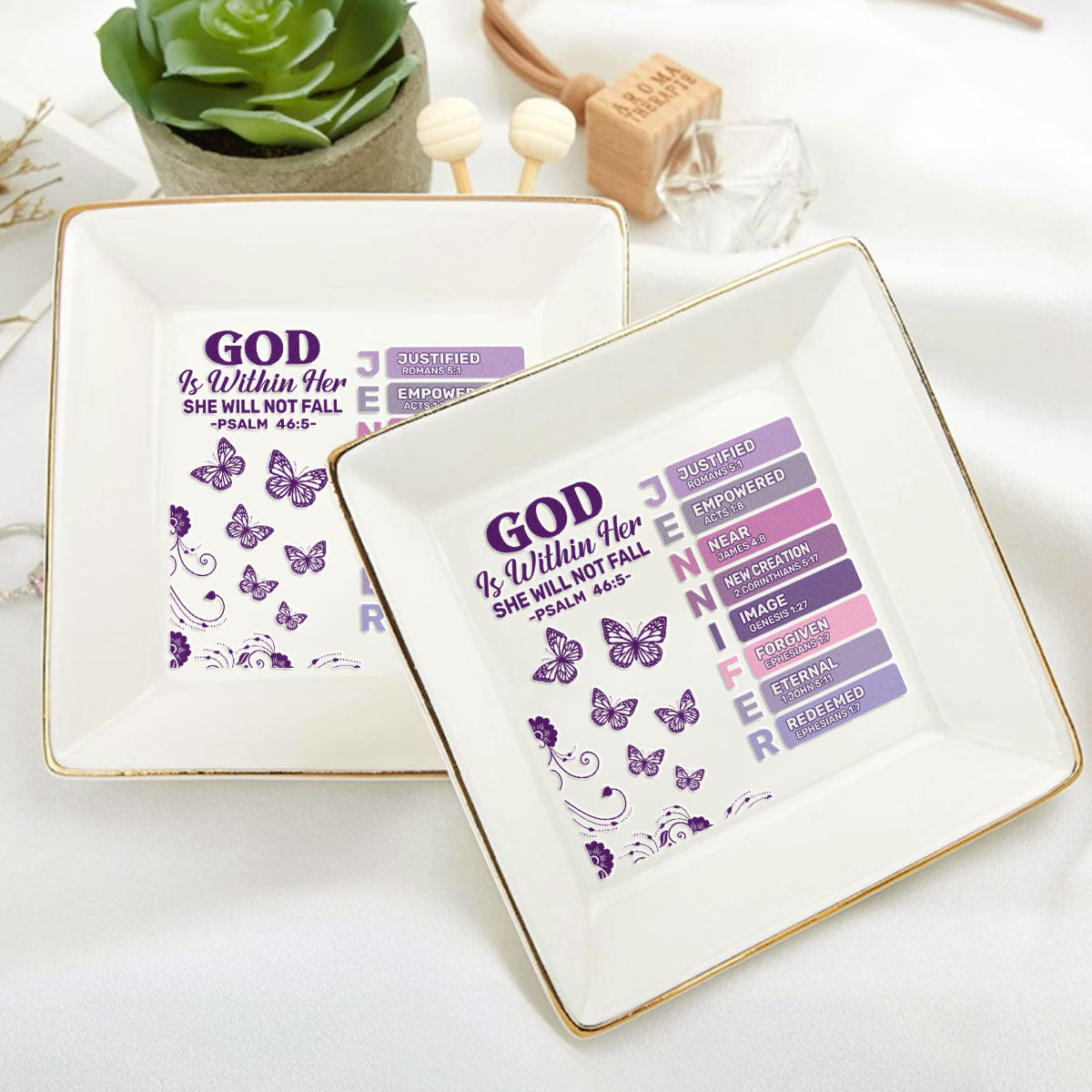 God Is Within Her She Will Not Fall | Personalized Jewelry Dish