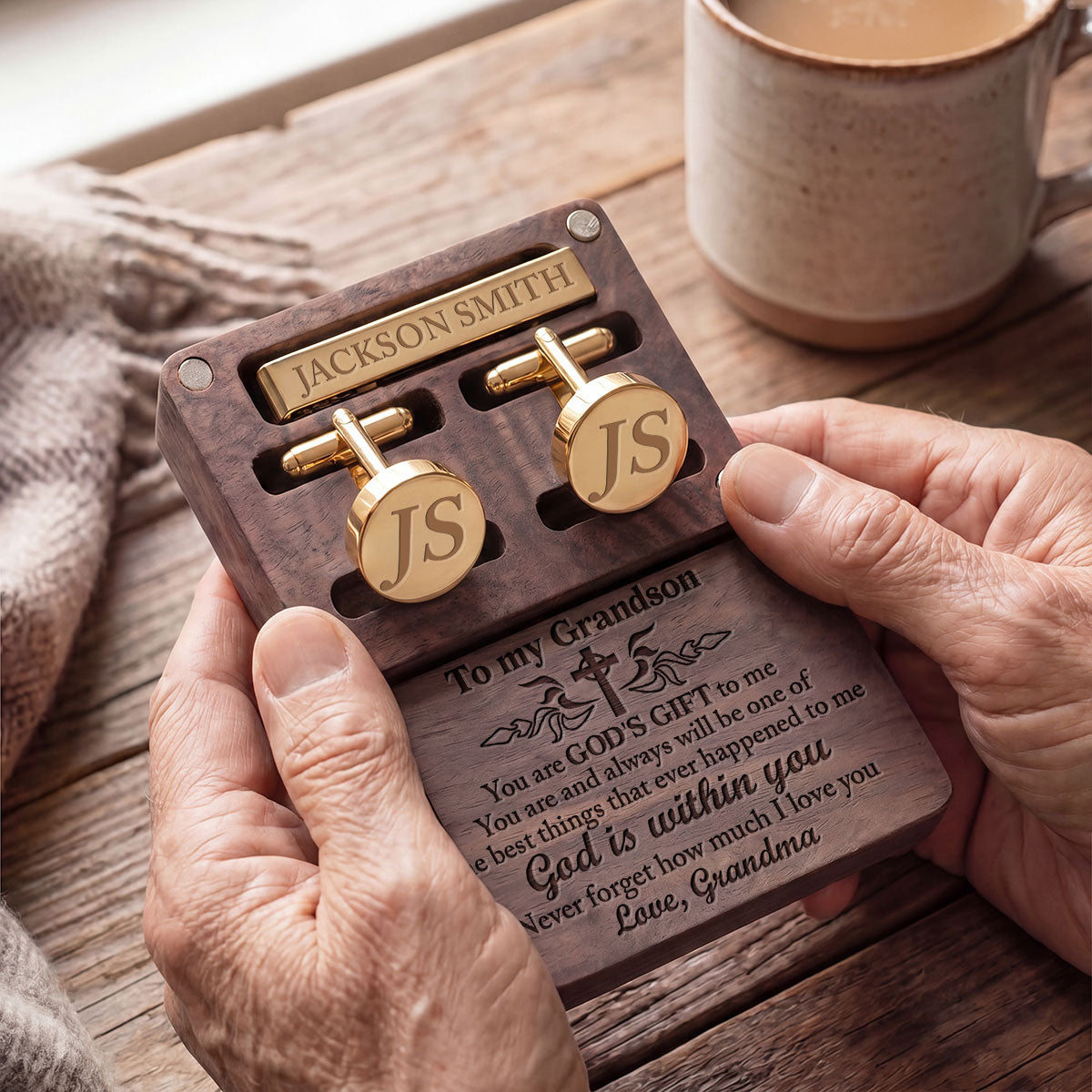 You Are God's Gift To Me | Personalized Tie Clip & Cufflinks Set