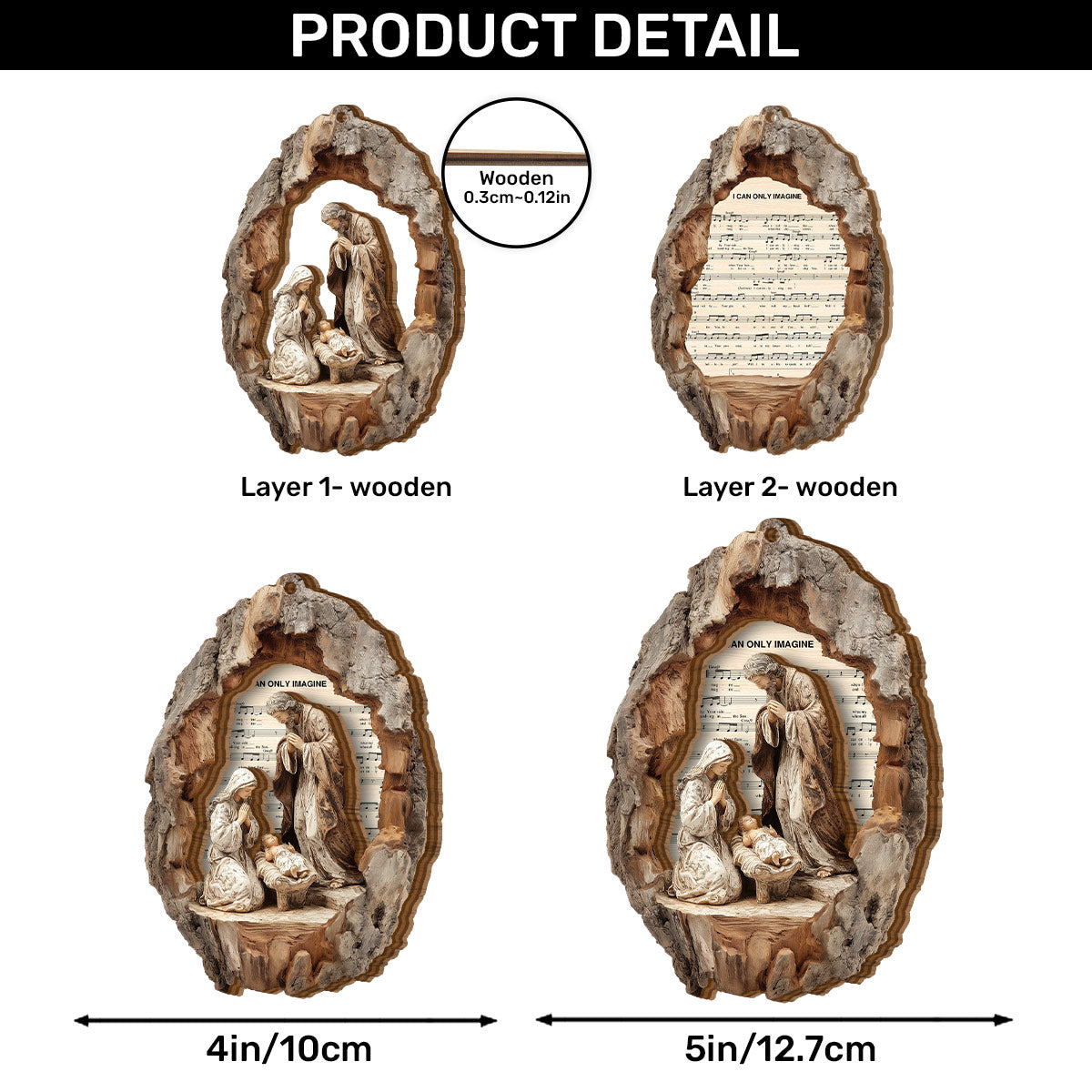 I Can Only Imagine Nativity |  2-Layered Wooden Ornament