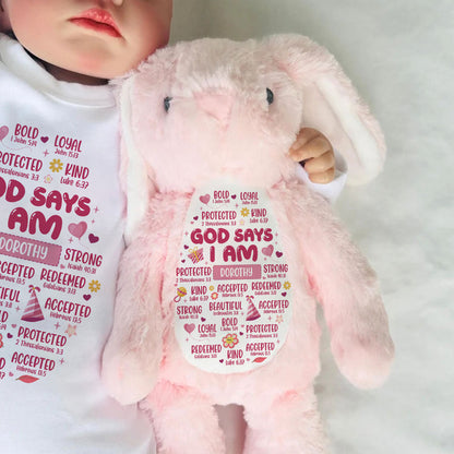 God Says I Am | Personalized Stuffed Bunny