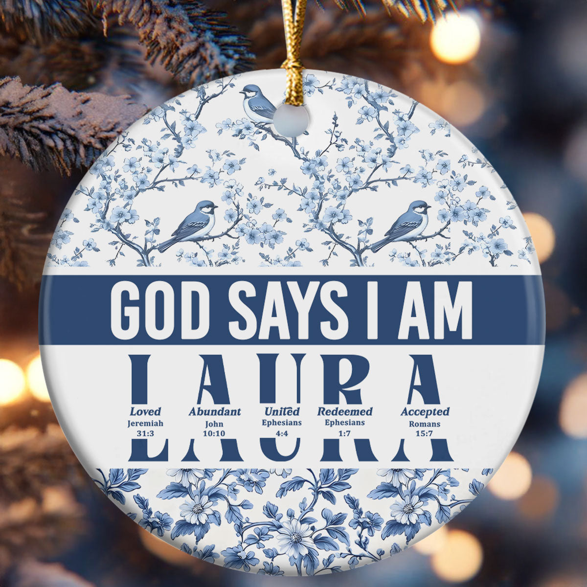 God Says I Am | Personalized Round Shaped Ceramic Ornament