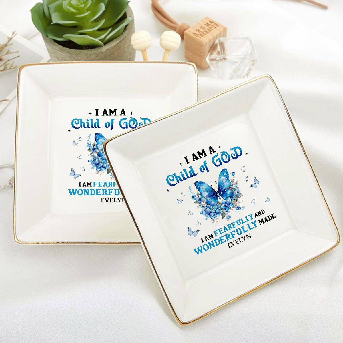 I Am A Child of God Butterfly | Personalized Jewelry Dish