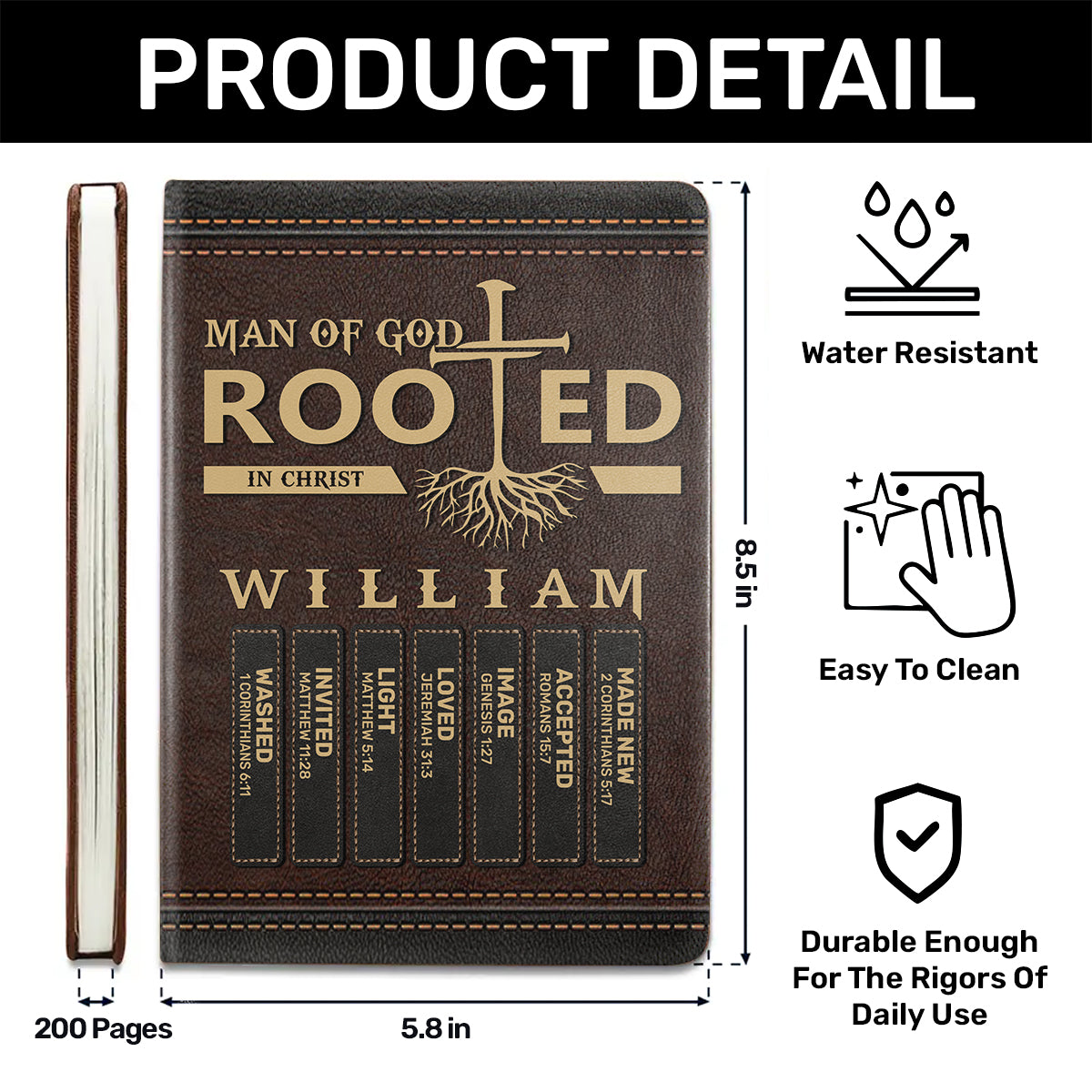 Man Of God Brown Color | Personalized Leather Cover Notebook