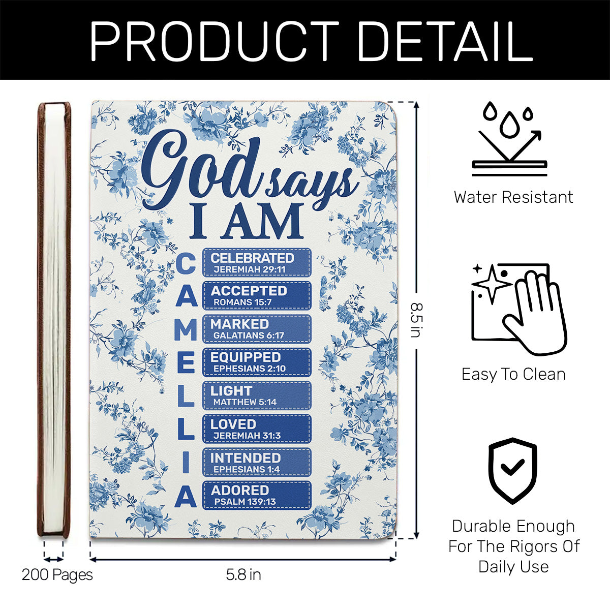God Says I Am  | Personalized Leather Cover Notebook