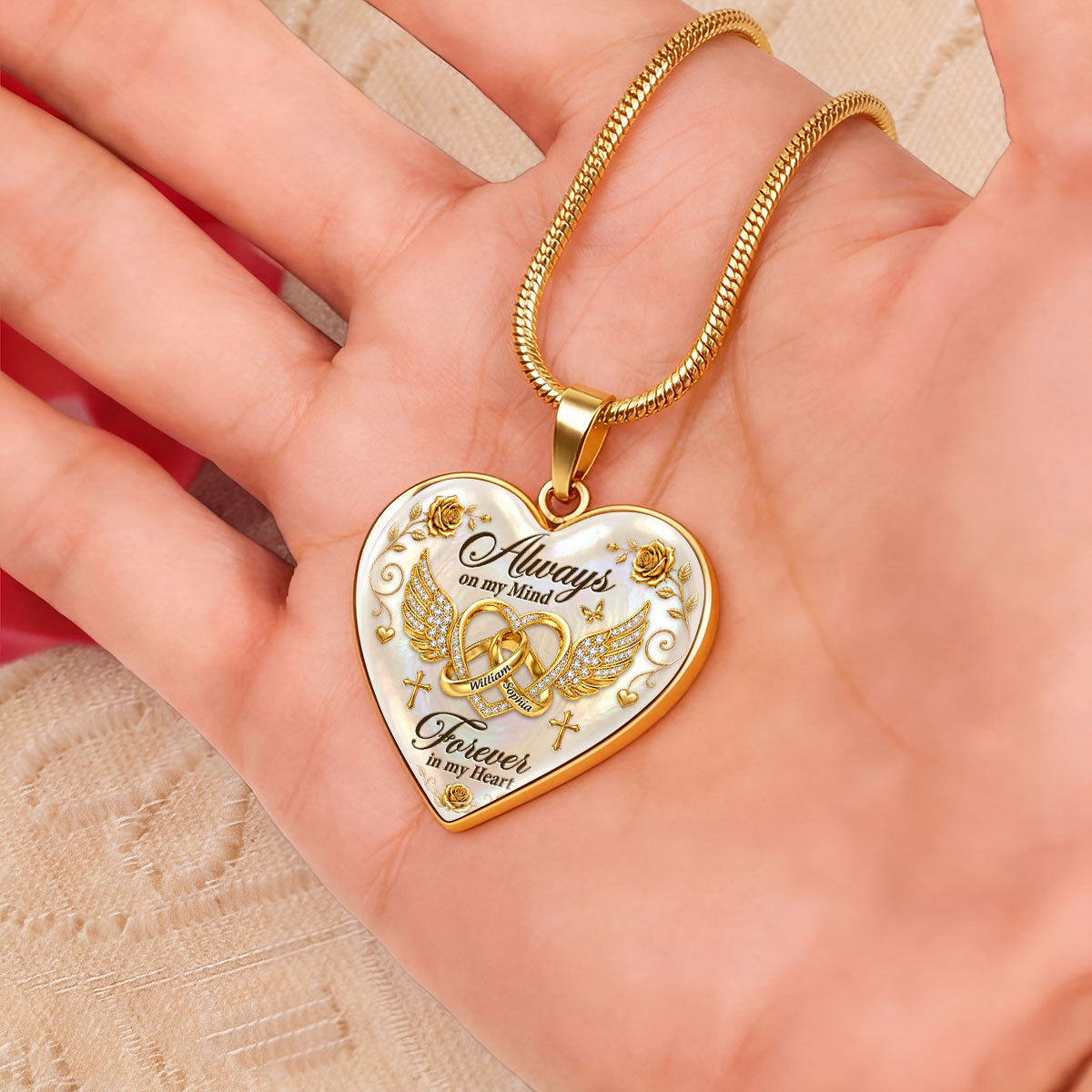 Guardian Wings Of Love | Personalized Heart Necklace