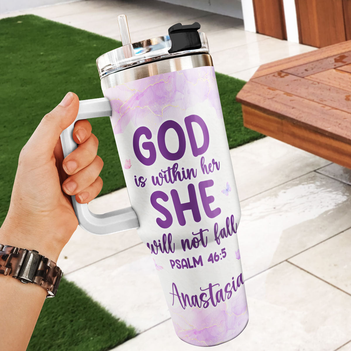 God Is Within Her She Will Not Fall | Personalized Stainless Steel Tumbler