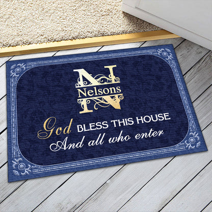 God Bless This House And All Who Enter | Personalized Doormat JSDMPHA1596D