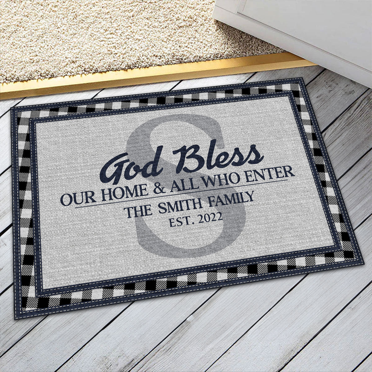 God Bless This Home | Personalized Doormat JSDMHLPA1731L