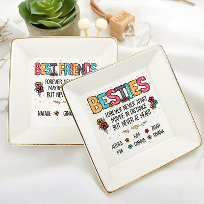 Sisters Forever Never Apart Maybe In Distance But Never At Heart | Personalized Jewelry Dish JSJDPH2031L