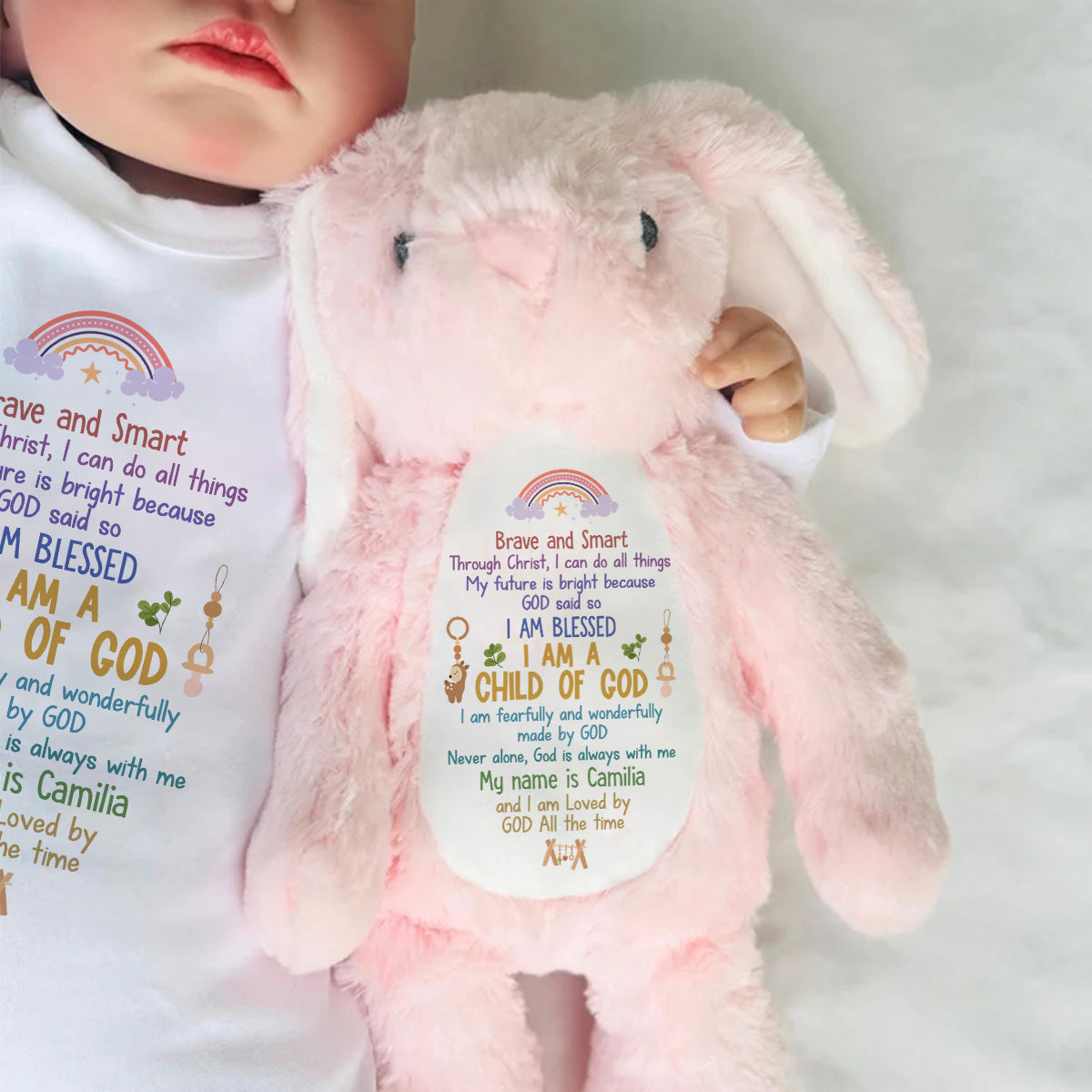 I Can Do All Things Through Christ - Personalized Stuffed Bunny