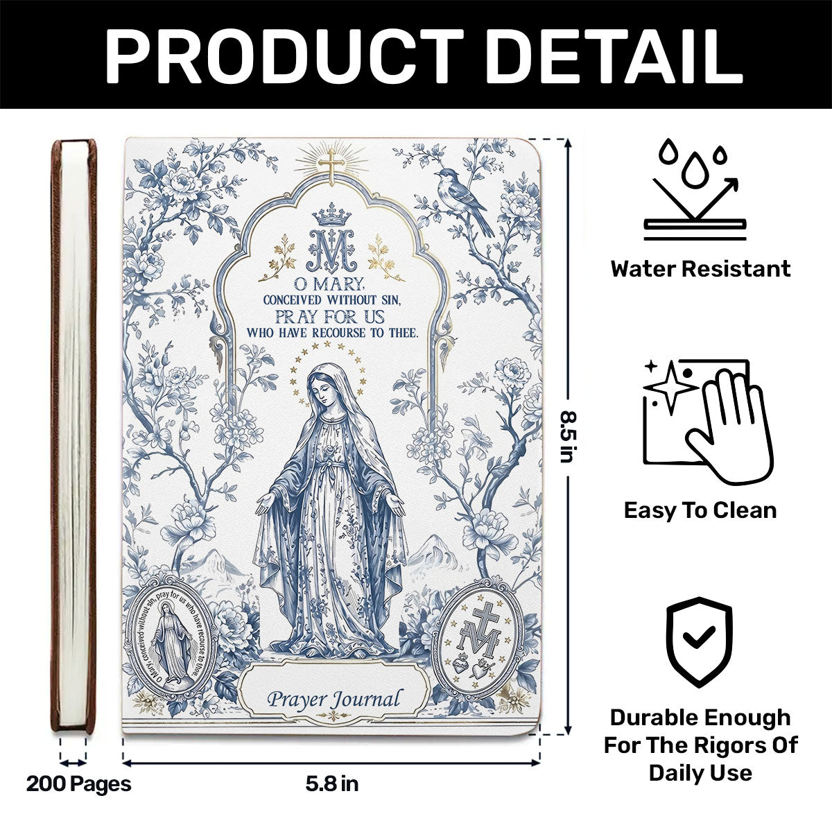 O Mary Pray For Us | Personalized Leather Cover Notebook