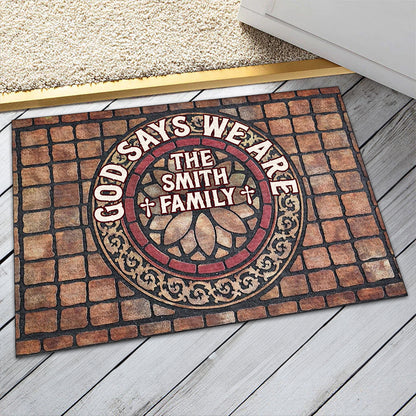 God Says We Are  | Personalized Doormat