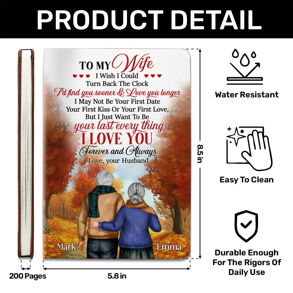 To My Wife | Personalized Leather Cover Notebook